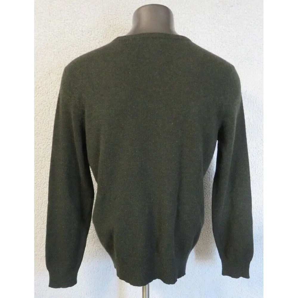 Polo Ralph Lauren‎ Green V Neck Sweater Wool Lambswool Size XL Italian Yarn